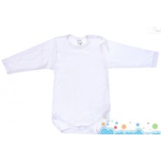 0144 biele kojenecké body s dlhým rukávom – 100 % bavlna, veľkosti 62–80