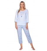 Regina 650 dámske pyžamo kvetinová potlač 3D mašľa