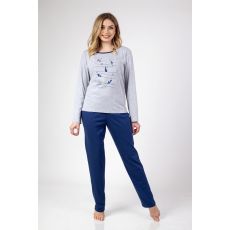 Regina 668 dámske pyžamo melanž / modrá potlač