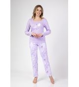 Regina 672 dámske bavlnené pyžamo modrá/fialová/marhuľ
