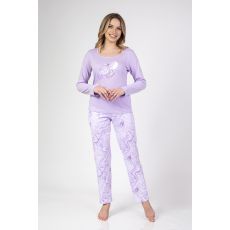Regina 672 dámske bavlnené pyžamo modrá/fialová/marhuľ