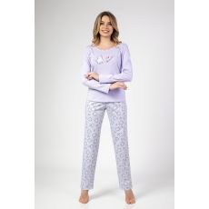 Regina 675 dámske pyžamo bavlna sivá fialová